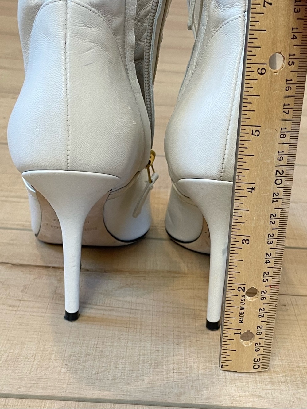 Brunomagli White Pointed Stiletto Leather Ankle Boots with Side Zip size 37 - Picture 12 of 12